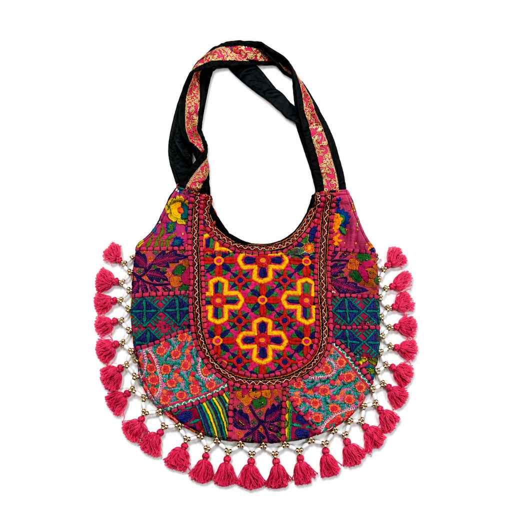 Boho Tassel Embroidered Tote Bag for Women