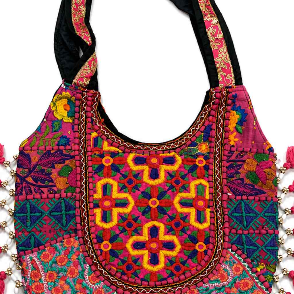 Boho Tassel Embroidered Tote Bag for Women