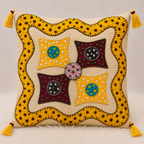 Geometric Hues Applique Cushion Cover