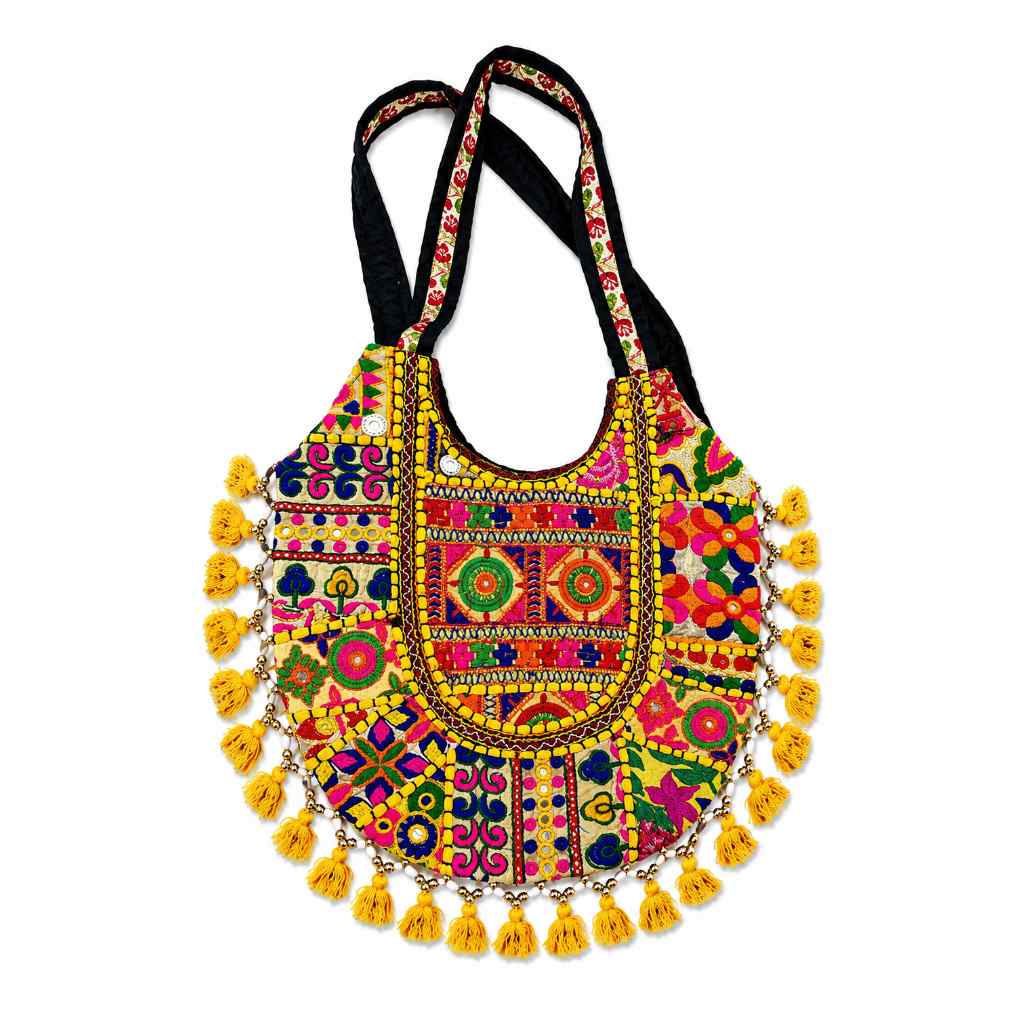 Boho Tassel Embroidered Tote Bag for Women
