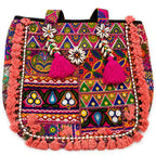 Boho Embroidered Tote Bag with Tassels