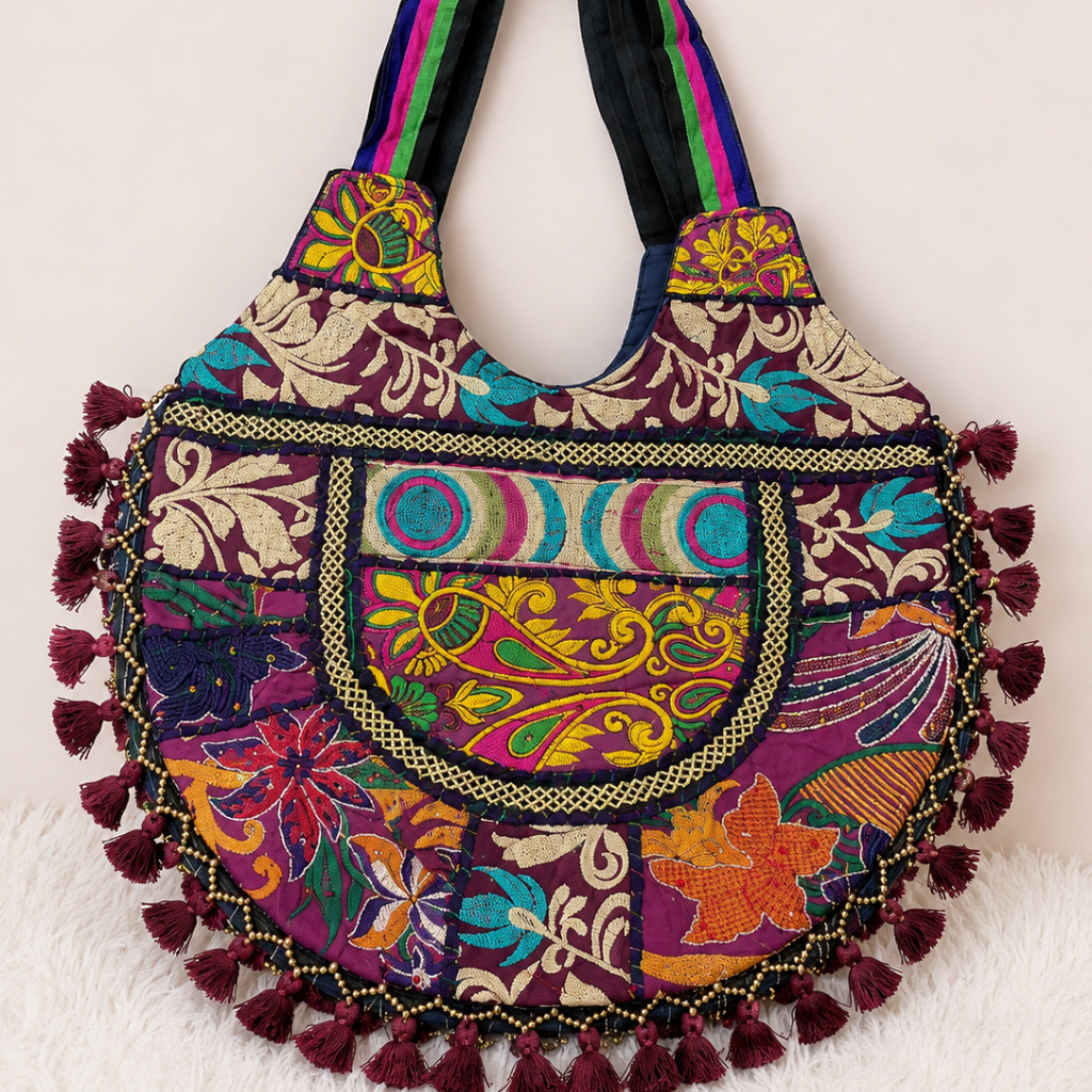 Wanderlust Tassel Embroidered  Tote Bag