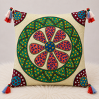 Handcrafted Floral Applique Cushion Cover