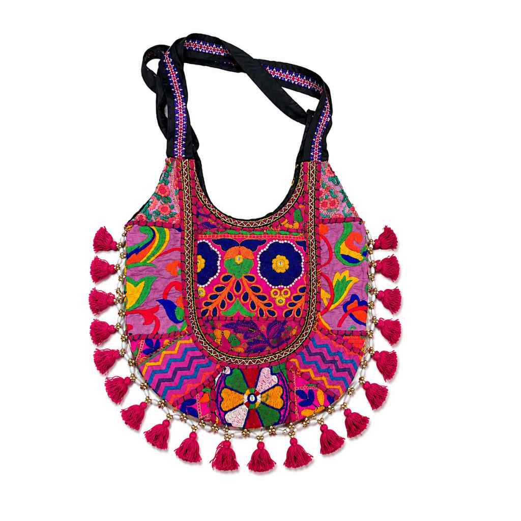 Boho Tassel Embroidered Tote Bag for Women