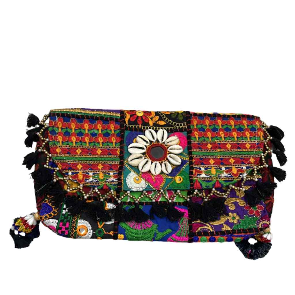 Multicolor Boho Embroidered Sling Purse for Women