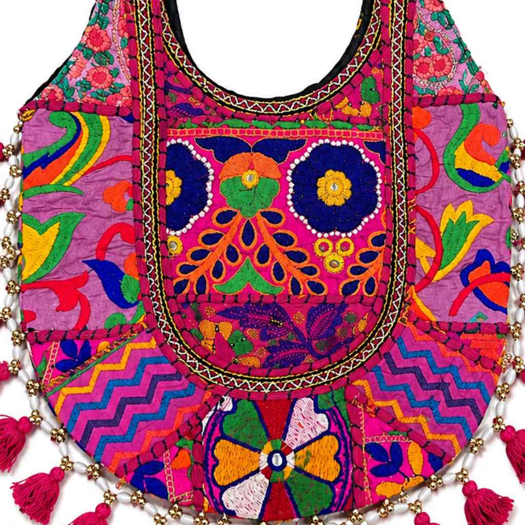 Boho Tassel Embroidered Tote Bag for Women