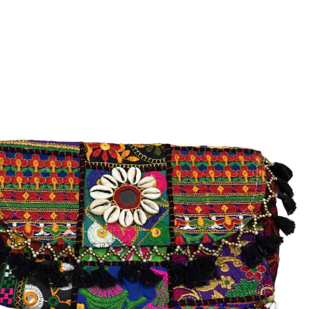 Multicolor Boho Embroidered Sling Purse for Women