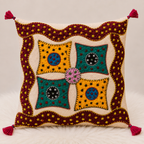 Geometric Hues Applique Cushion Cover