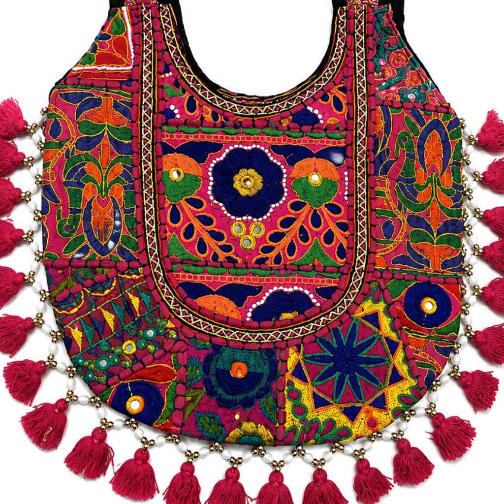 Boho Tassel Embroidered Tote Bag for Women