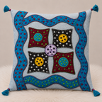 Geometric Hues Applique Cushion Cover