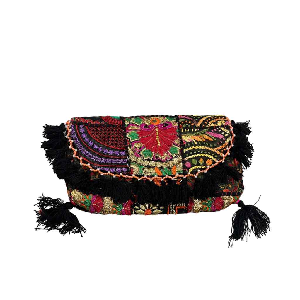 Multicolor Boho Embroidered Sling Purse for Women