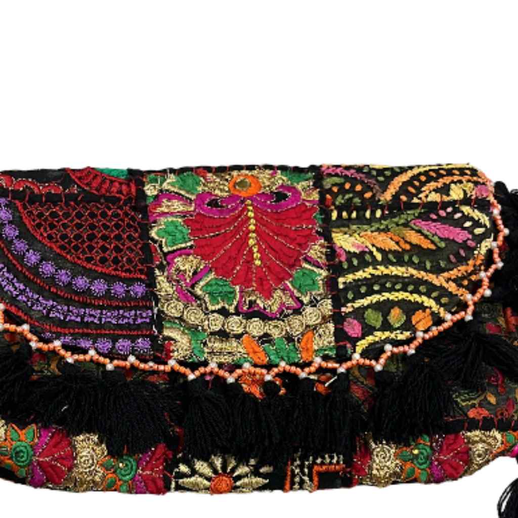 Multicolor Boho Embroidered Sling Purse for Women