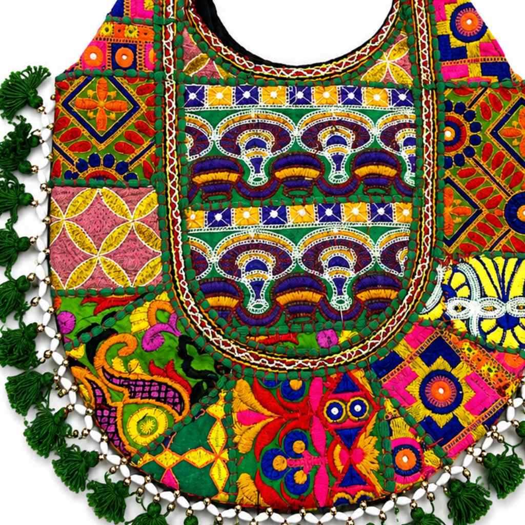 Tribal Hues Boho Embroidered Tote Bag
