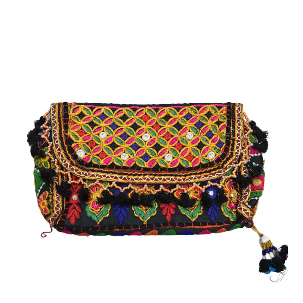 Multicolor Boho Embroidered Sling Purse for Women