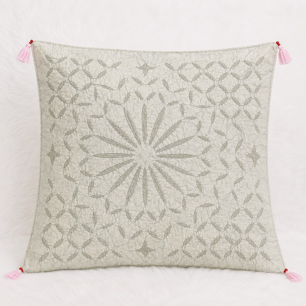 Detailed Applique Cutwork Cushion Cover for Home