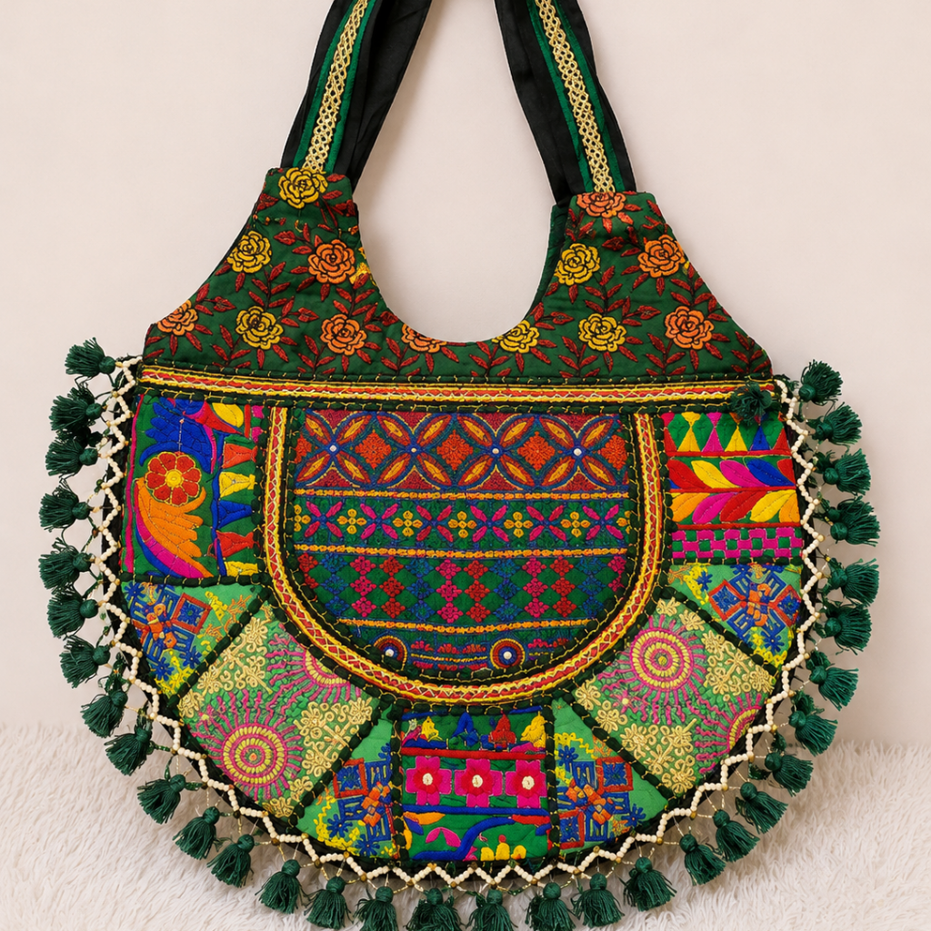 Wanderlust Tassel Embroidered  Tote Bag