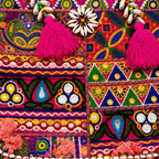 Boho Embroidered Tote Bag with Tassels