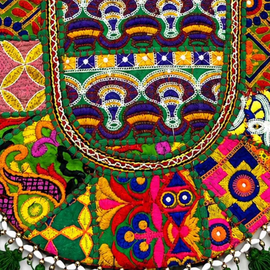 Tribal Hues Boho Embroidered Tote Bag