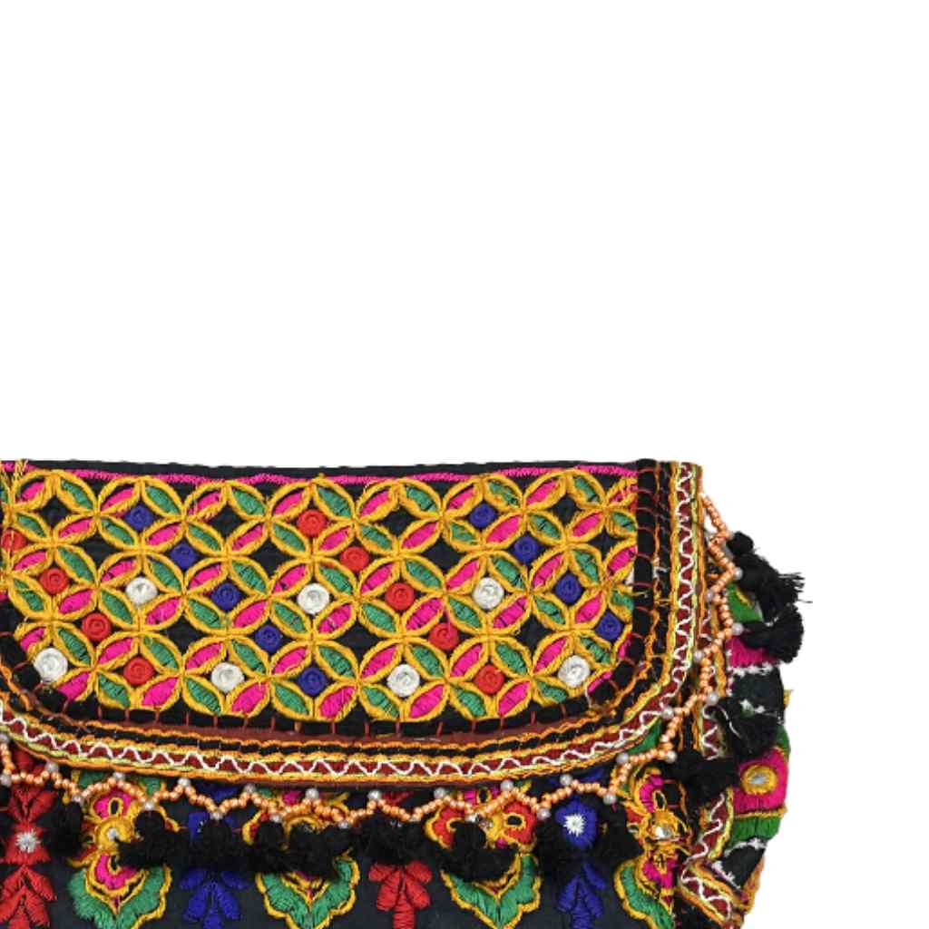 Multicolor Boho Embroidered Sling Purse for Women