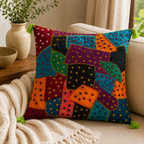 Joyful Threads Colorful Applique Cushion Cover