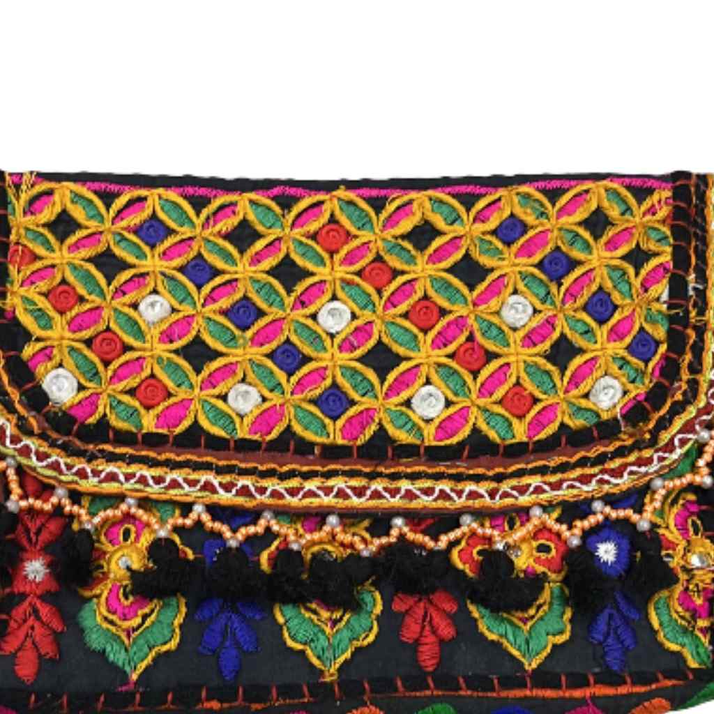Multicolor Boho Embroidered Sling Purse for Women