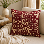 Elegant Red & Blue Applique Cushion Cover for Sofa or Bed Throw