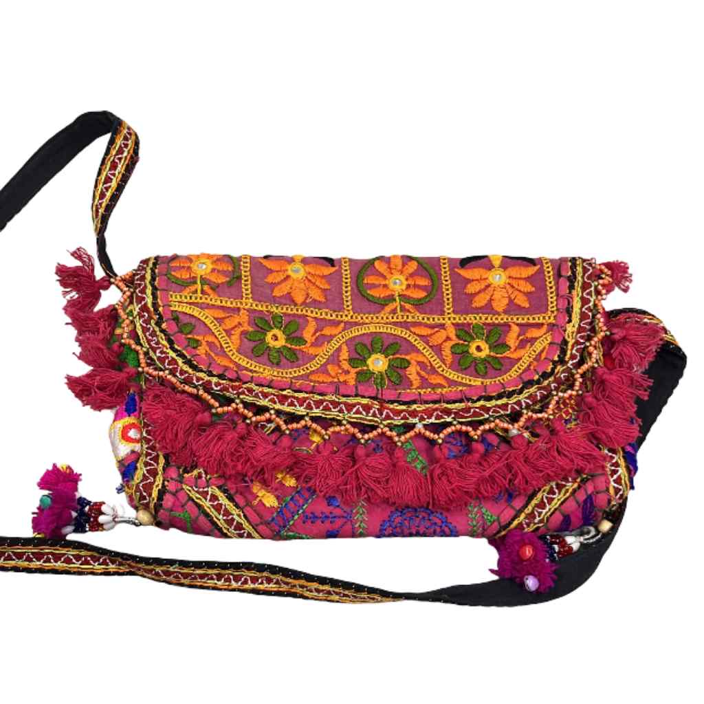 Multicolor Boho Embroidered Sling Purse for Women