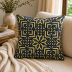 Elegant Red & Blue Applique Cushion Cover for Sofa or Bed Throw