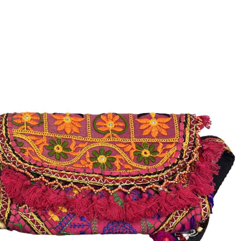 Multicolor Boho Embroidered Sling Purse for Women