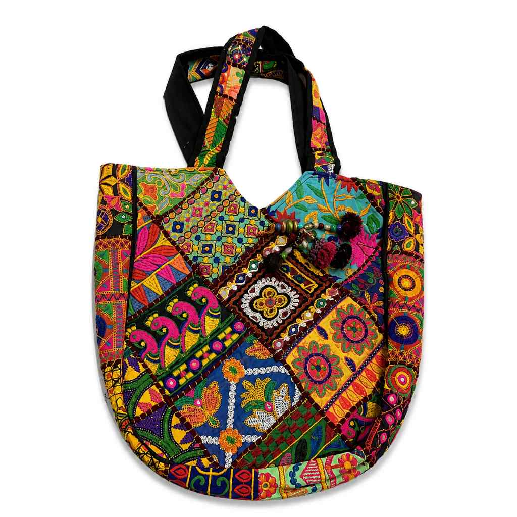 Colorful Bliss Cotton Bag with Detailed Embroidery Work