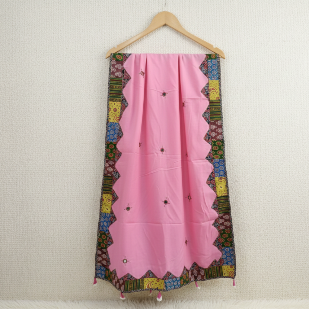 Blush Charm Pink Ajrakh Dupatta