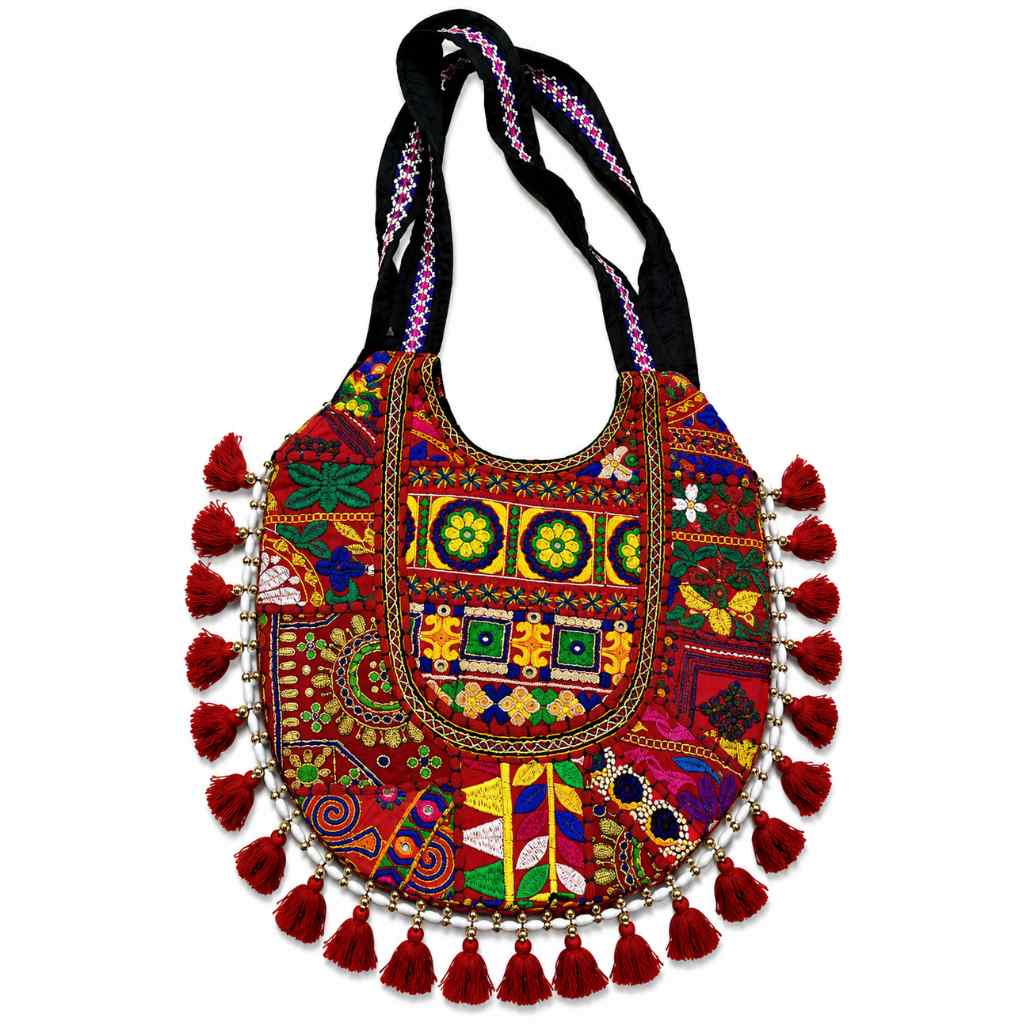 Tribal Hues Boho Embroidered Tote Bag