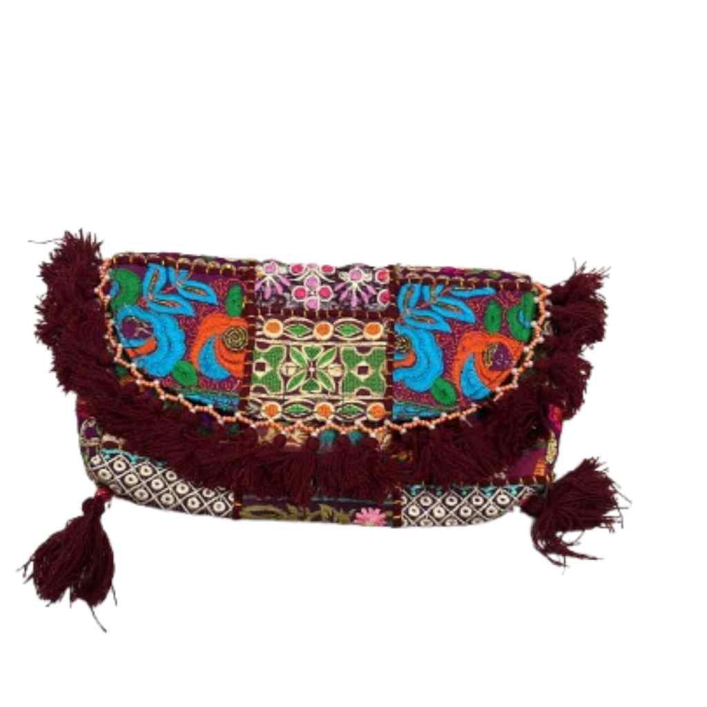 Multicolor Boho Embroidered Sling Purse for Women