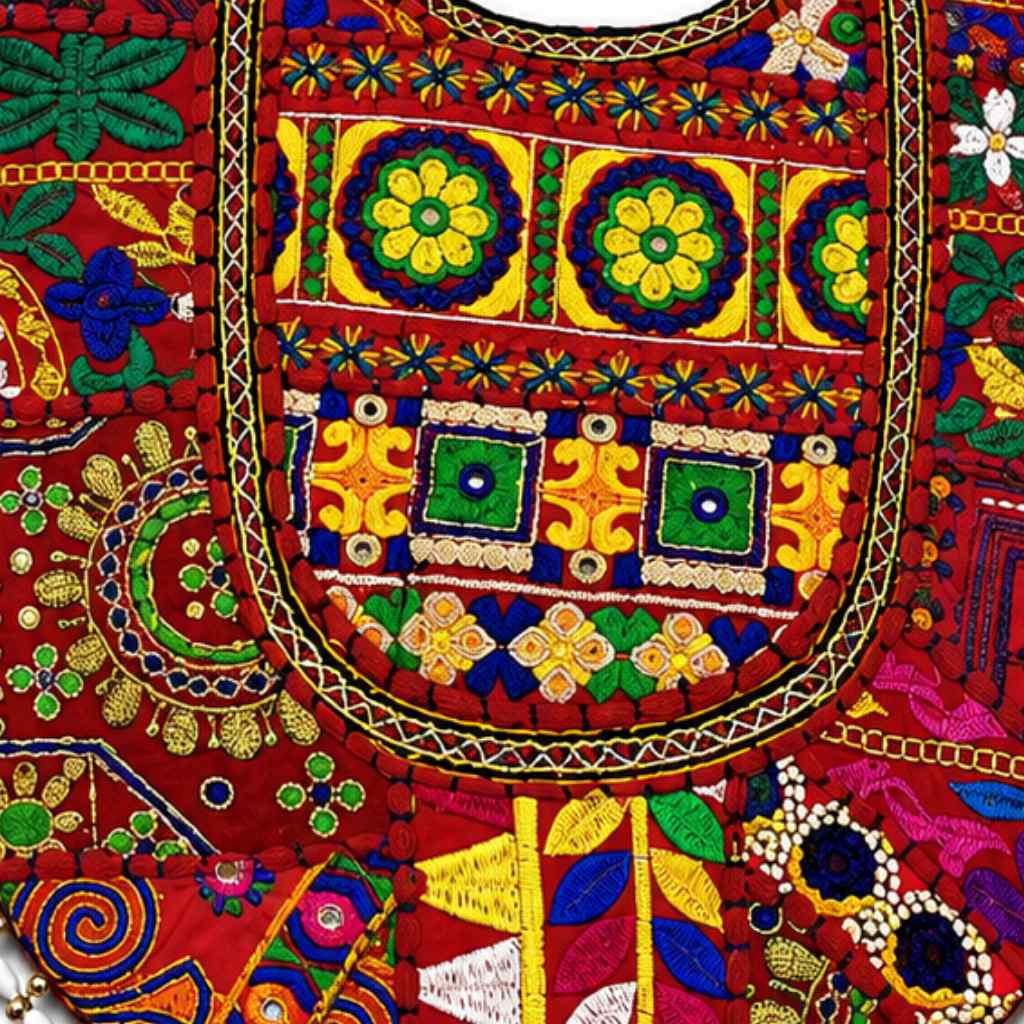 Tribal Hues Boho Embroidered Tote Bag