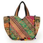 Ethnic Multicolor Embroidered Zari Tote Bag for Women