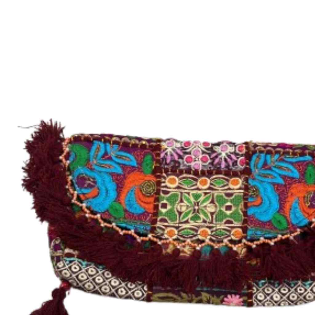 Multicolor Boho Embroidered Sling Purse for Women