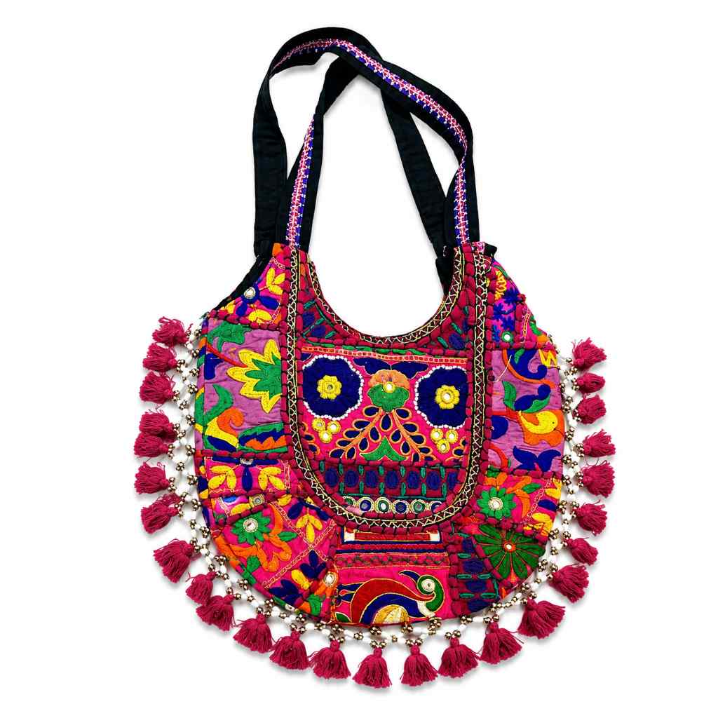 Tribal Hues Boho Embroidered Tote Bag