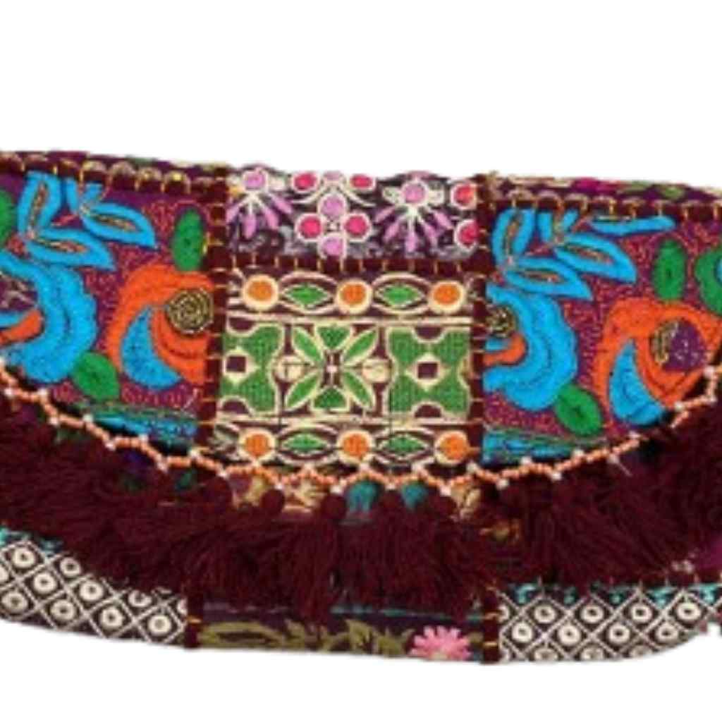 Multicolor Boho Embroidered Sling Purse for Women