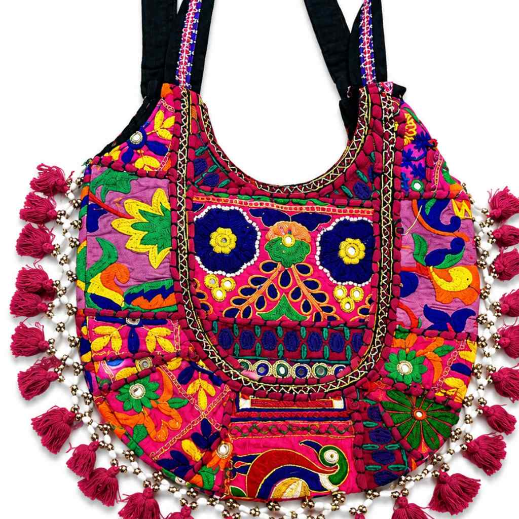 Tribal Hues Boho Embroidered Tote Bag