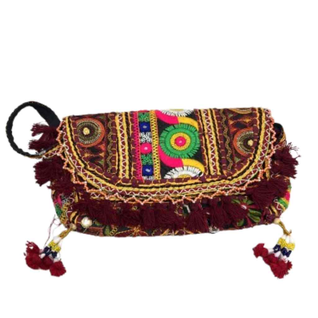 Multicolor Boho Embroidered Sling Purse for Women