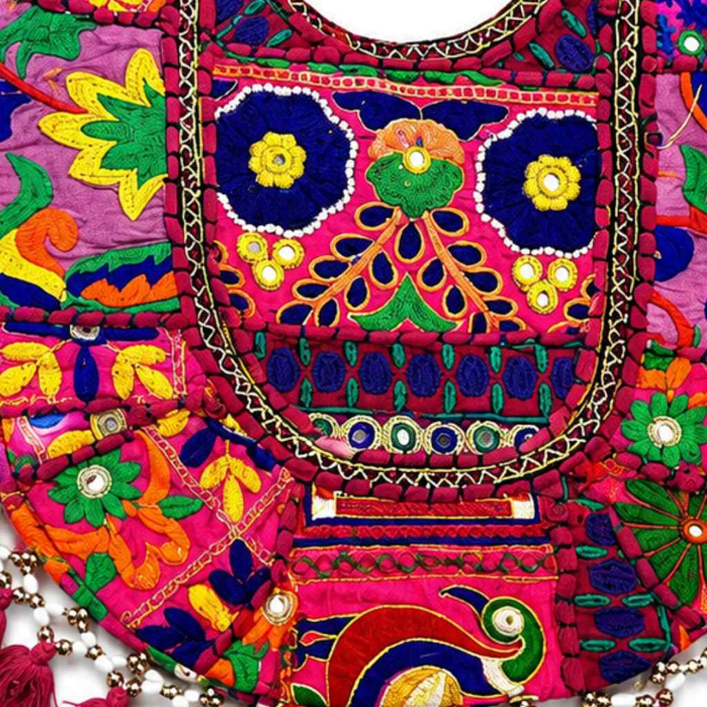 Tribal Hues Boho Embroidered Tote Bag