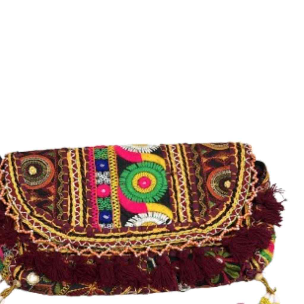 Multicolor Boho Embroidered Sling Purse for Women