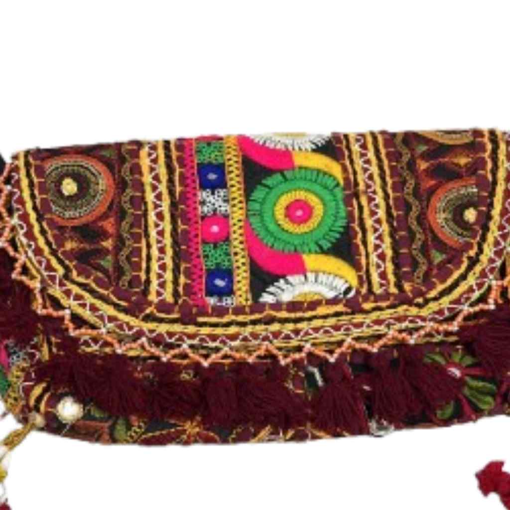 Multicolor Boho Embroidered Sling Purse for Women