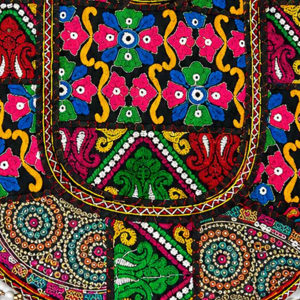 Tribal Hues Boho Embroidered Tote Bag