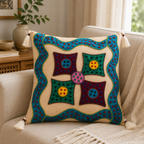 Geometric Hues Applique Cushion Cover