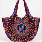 Geometric Motifs Embroidered Rajasthani Tote Bag