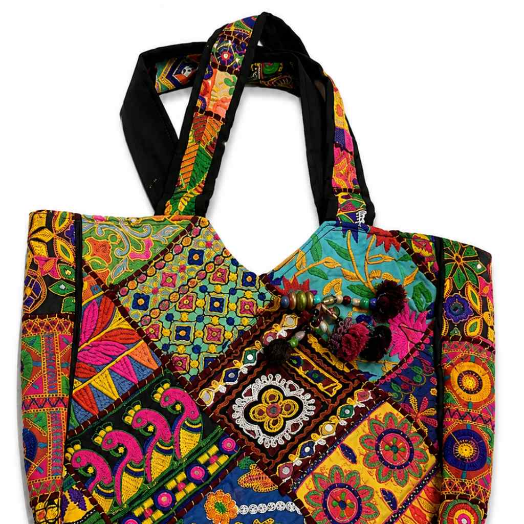 Colorful Bliss Cotton Bag with Detailed Embroidery Work