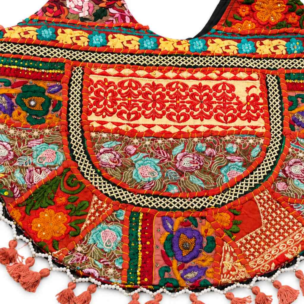 Tribal Hues Boho Embroidered Tote Bag