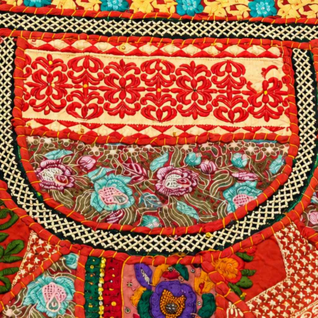 Tribal Hues Boho Embroidered Tote Bag