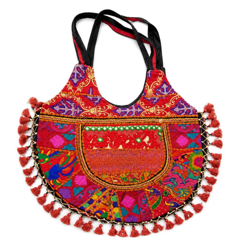 Tribal Hues Boho Embroidered Tote Bag